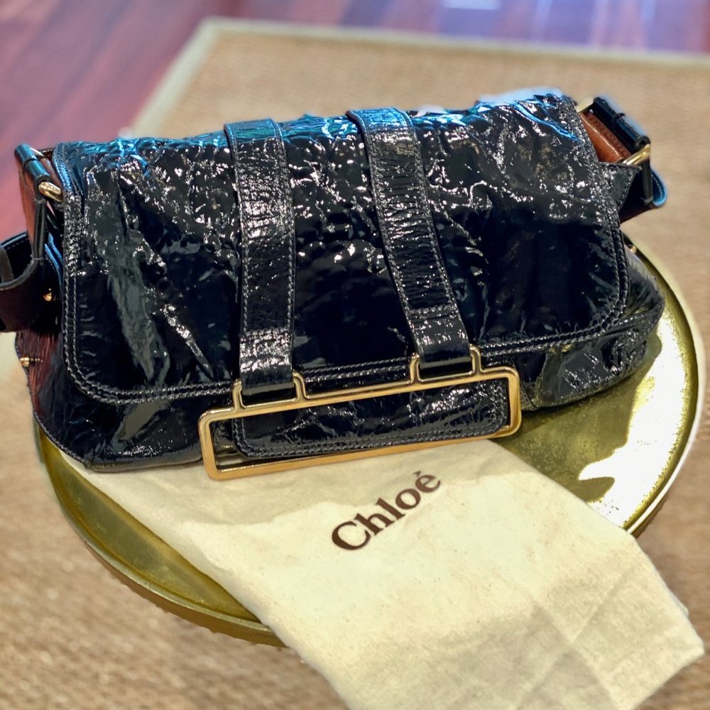 Chloe Beata black patent leather shoulder bag